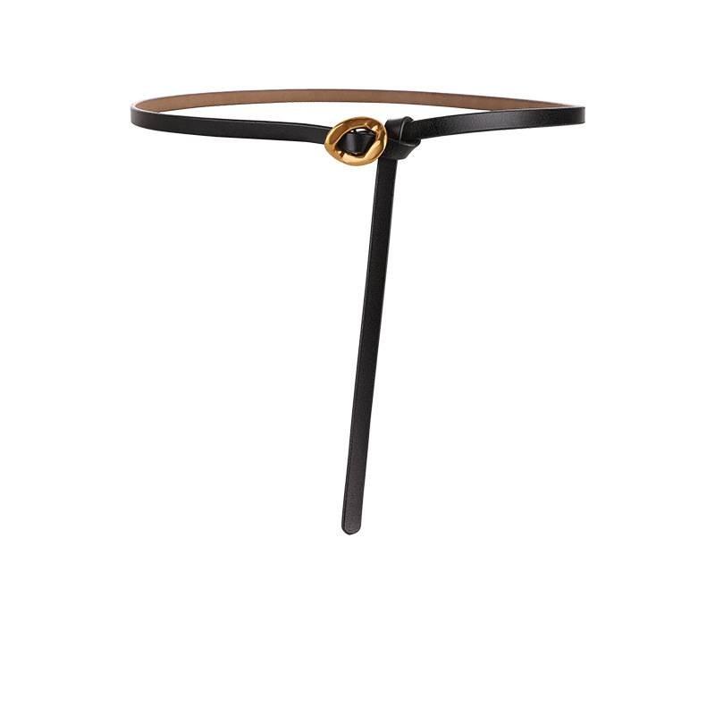 Genuine Leather Womens Slim Belt With Metal Buckle For Office And Casual Wear