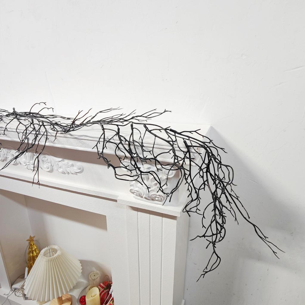 6.2ft Artificial Tree Branch Twig Garland Hanging Decor for Holiday Wall Door Fireplace Indoor Decoration Black
