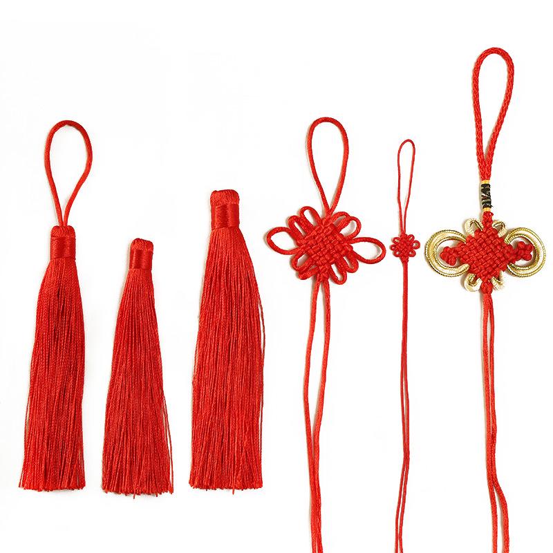 Small Chinese Knot Pendant DIY Tassel - Festive Red 6/8 Plate Hanging Ornament