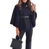 Women's Fashion Waist Tie Woolen Cape Coat