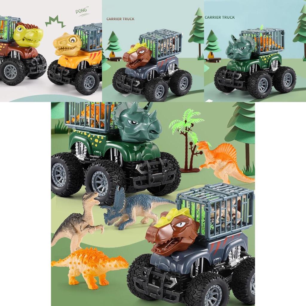 Sensory Engaging Dinosaur Truck Toy Set With Triceratops And Tyrannosaurus Figure
