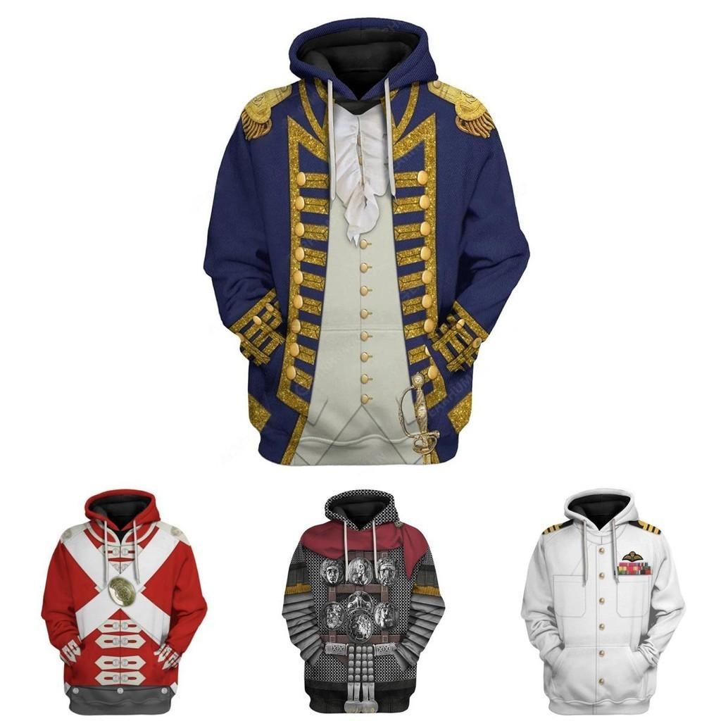 Historical Army Uniforms 3d Pattern Hoodie Cosplay Sweatershirt For Men And Women
