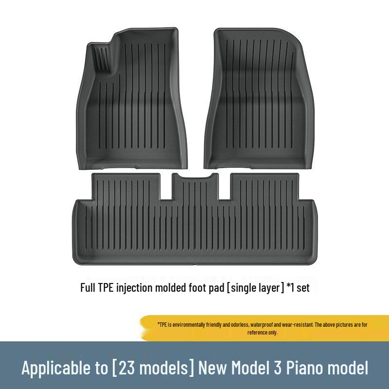 Eco-Friendly TPE Floor Mats for 2023 Tesla Model 3 - All-Weather Piano Style