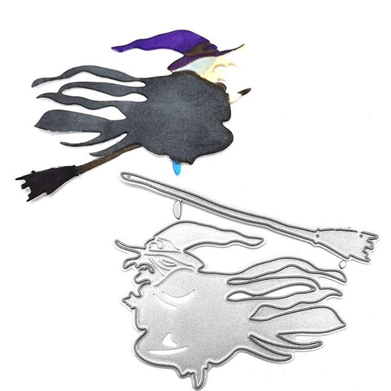 Halloween Witch Broom Metal Cutting Dies Stencil Scrapbooking DIY Album Stamp Paper Card Mold Embossing Decoration Craft