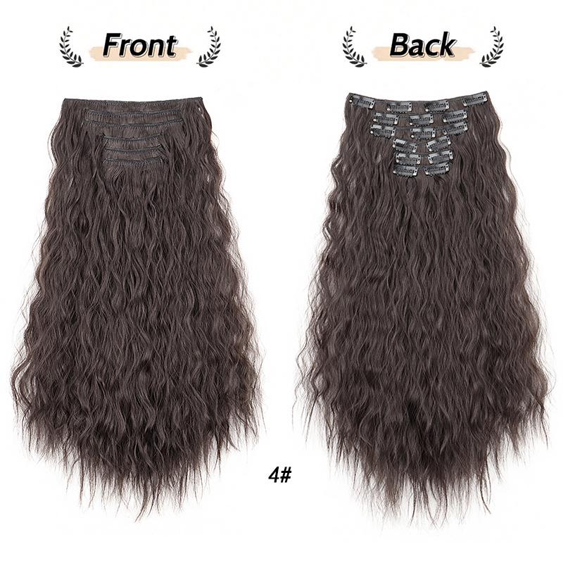 6-Piece Curly Clip-in Hair Extensions Set - Water Wave Volume Boost with 16 Clips