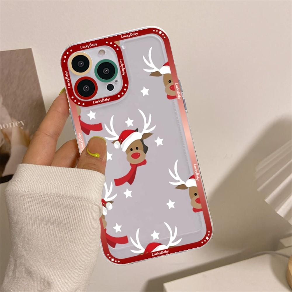 Christmas Cartoon New Year Gift Phone Case For iPhone 16 15 14 13 12 11 Pro Max XS X XR Mini Protective Cover