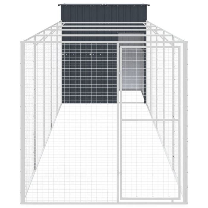 VidaXL Niche pour chien avec cour anthracite 165x659x181 cm, cage pour chien, abri pour chien, maison pour animaux, cages 3189100