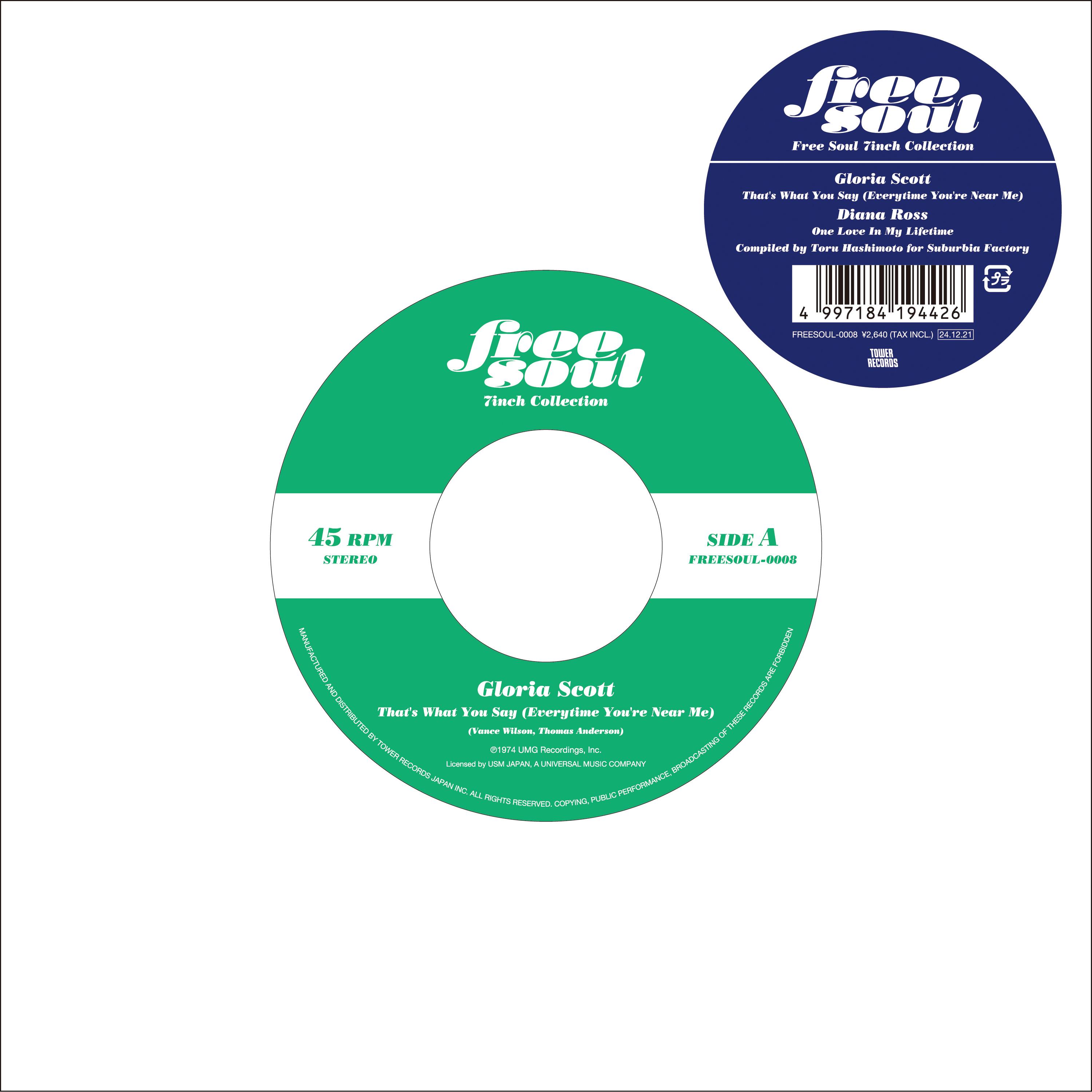 

7-дюймовая пластинка ГЛОРИЯ СКОТТ, ДИАНА РОСС - That s What You Say (Everytime You FREESOUL0008 TOWER RECORDS 2024 Япония Соул/Фанк