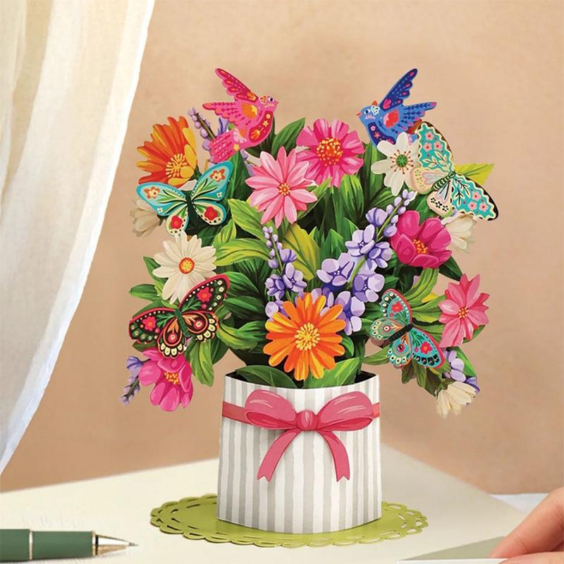 Advanced 3D Pop-Up Bouquet Card Valentine'S Day Card Wedding Invitation Card New Year Greeting Card Home Decoration