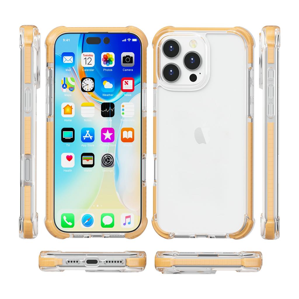 For iPhone 16 Pro Case Four Corners Anti Drop Clear TPU+TPE+PC Phone Cover