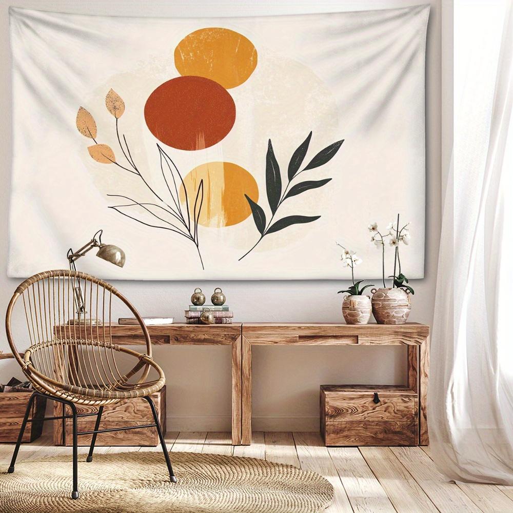 1pc Simple Plant Geometric Pattern Tapestry, Nordic Style Elegant Wall Hanging Bohemian Home Decor for Living Room Bedroom Holiday Gift with Installat