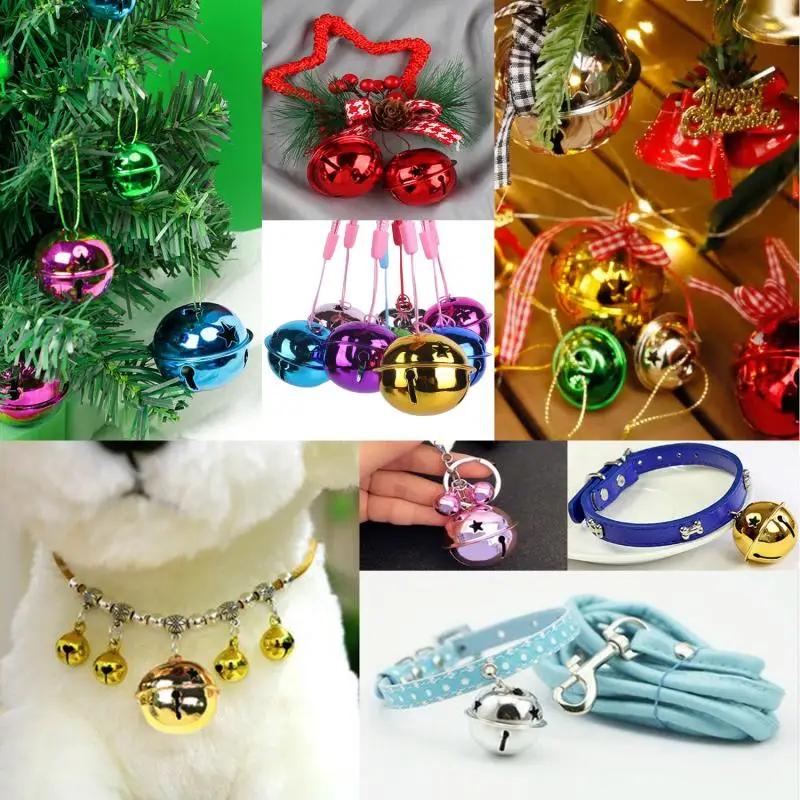 10pcs 30-40mm Bell Jingle Gold/Silver Christmas Tree Pendant Glitter Bell Hollow Star Sleigh Bell Christmas Tree Decoration