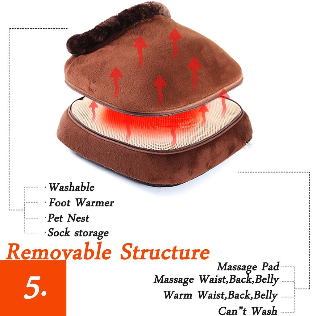2 IN 1 Big Slipper Foot Heat Warm Massage Shoes Electric Heated Foot Warmer Velvet Feet Heated Foot Warmer Massager