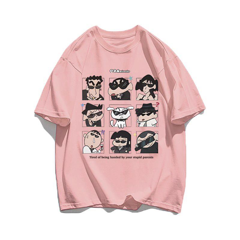 2025 Summer Womens Clothes Streetwear Crayon Shin Chan Print Cartoon T Shirt Tops Unisexs Womens Clothes 100Cotton T Shirts