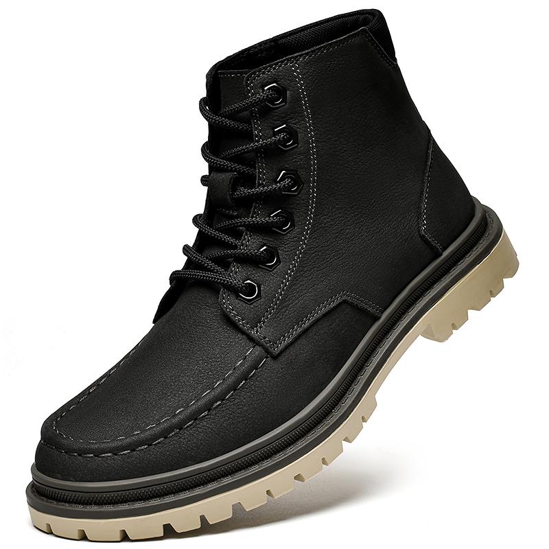 New Men's Retro PU Leather High-top Desert Boots Round-toe Work Boots Outdoor Street Autumn and Winter Shoes Zapatos Para Hombre