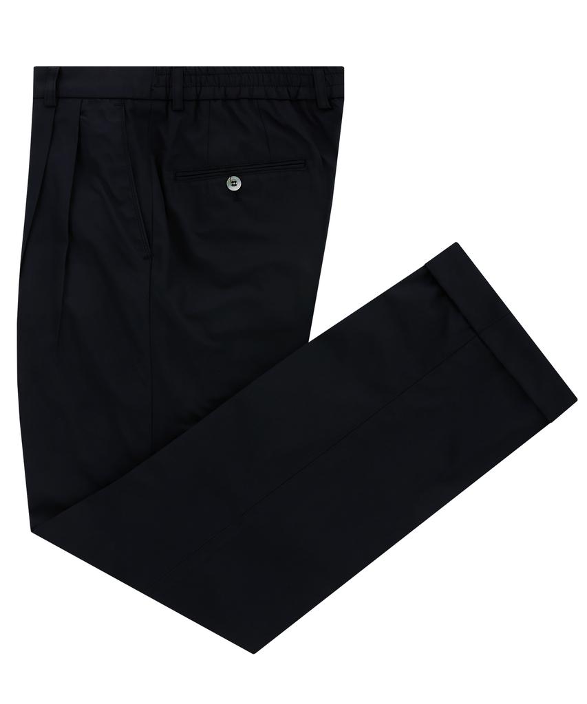 BELLIEF Essential Cotton Two Tuck Banding Chino Pants (Navy)