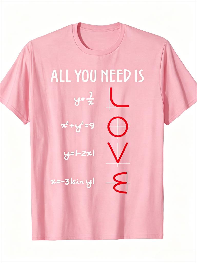 Funny Math Equation Graph Spell Love Print TShirt Unisex Unisex Black Cotton Nerd Science Teacher Student Graphic Short Sleeve Tees