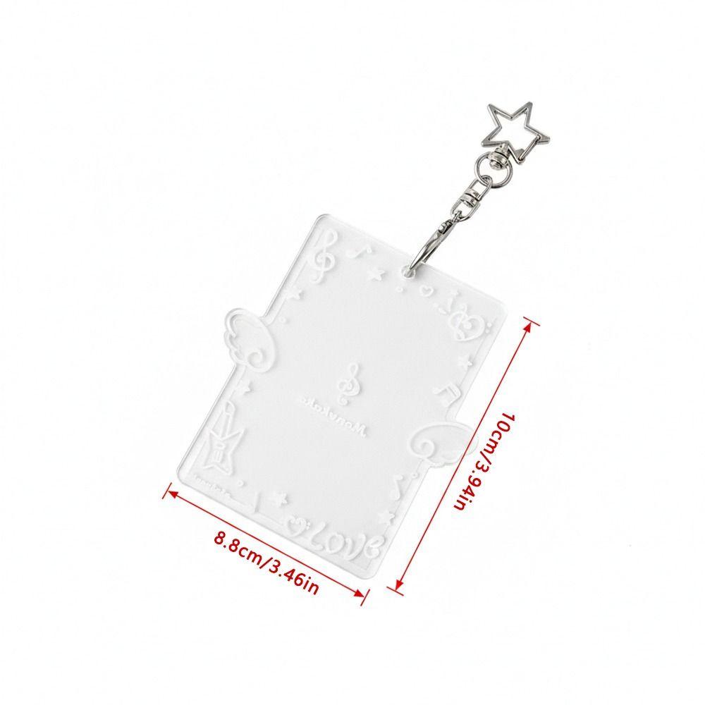 Acrylic 3-inch Photocard Holder with Angel Wings Graffiti Style Kpop Photo Card Protector with Keychain Card Cover