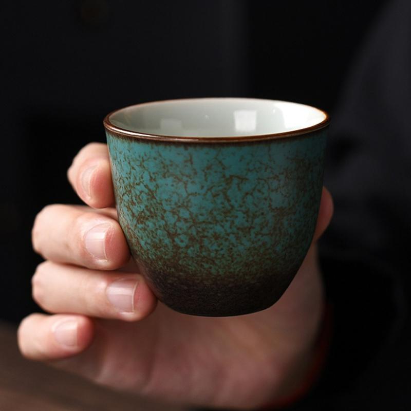 Tekopp i japansk stil Keramisk turkos glasyr Tekoppar Kung Fu-koppar Traditionella kinesiska Värmebeständiga Retrokoppar och muggar
