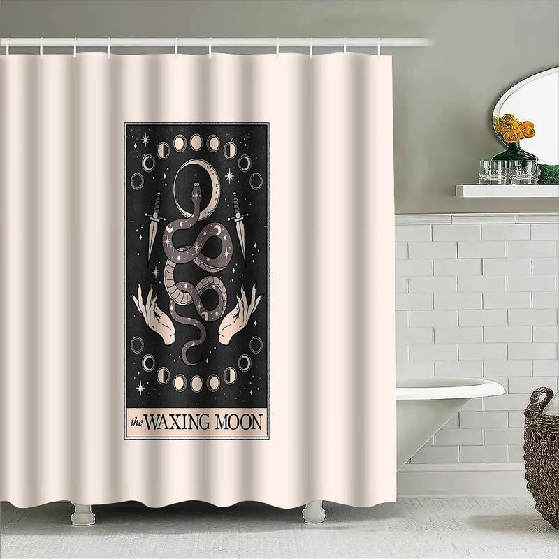 Mystic Serpent Hands Bath Curtain Gothic Witchcraft Decor Moon Phases Ritual Home Shower Curtains Dark Academia Aesthetic