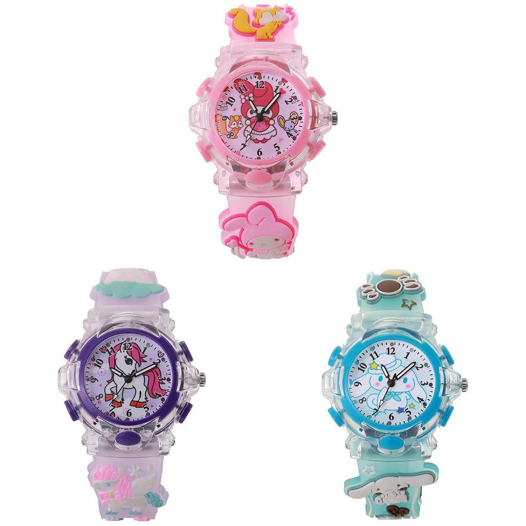 Hello Kitty Kinder-Quarz-Uhr mit Nachtlicht und Silikonarmband für Kinder Geschenk