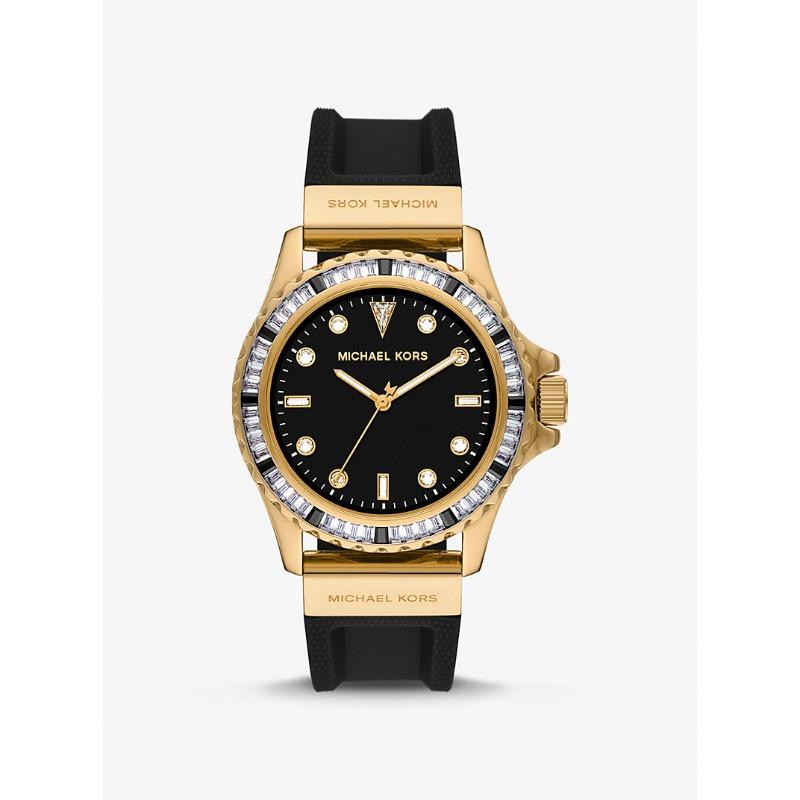 

Мужские часы Michael Kors Oversized Everest с паве, золотистого тона и силиконовым ремешком MK7440 чёрный