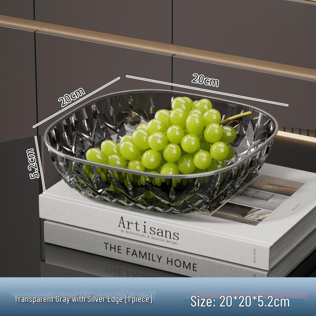 Elegant Transparent High-Value Plastic Fruit and Snack Bowl - Drop-Resistant PET Diamond Crystal Design