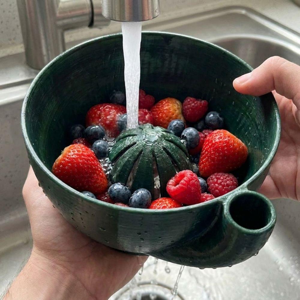 3D Printed Swirl Berry Washing Drain Bowl Large Capacity Berry Strainer Basket Food Preparation