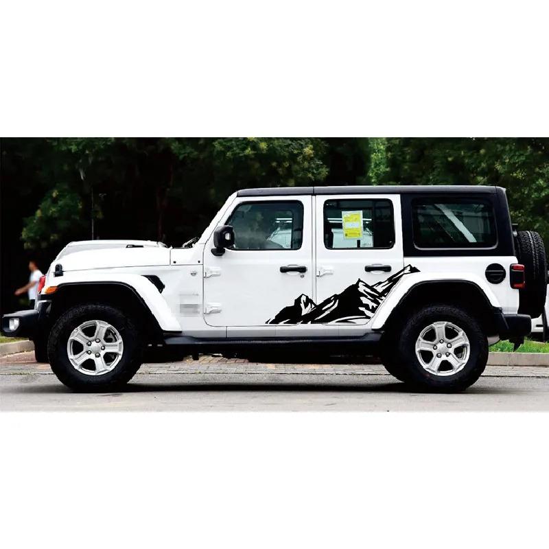 2Pcs Graphic Snow Mountain Car Sticker Auto Side Skirt Decal For Jeep Wrangler