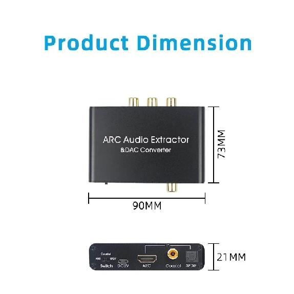 HDMI ARC Audio Extractor DAC Converter Adapter Digital Optical SPDIF Coaxial to Analog 3.5mm L/R Stereo DAC HDMI Audio Converter