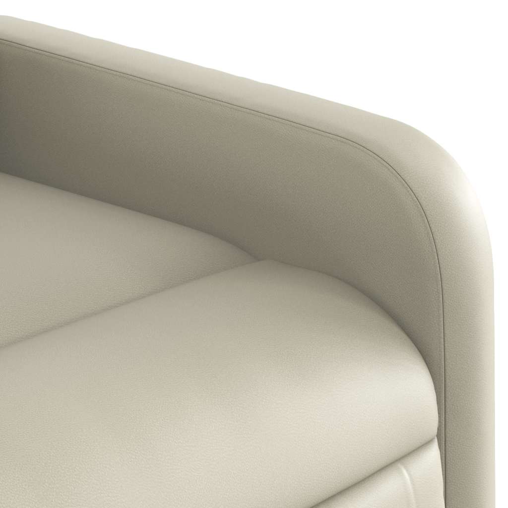 Massage Recliner with Rising Assistance Cream Artificial Leather