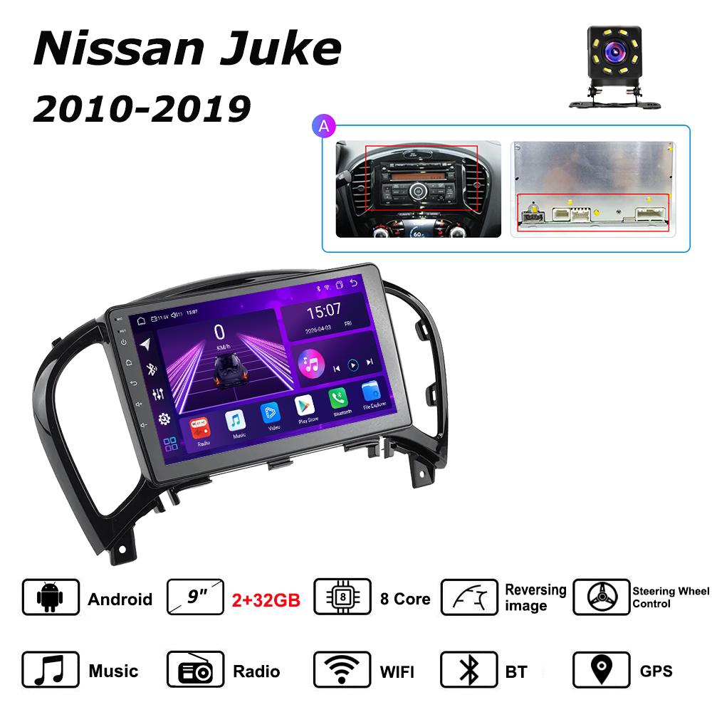 Android Car-Play Autoradio für Nissan Juke 2010-2019 Multimedia-Player Head Unit Stereo GPS-Navigation BT WIFI, 8 Kern ,2+32GB