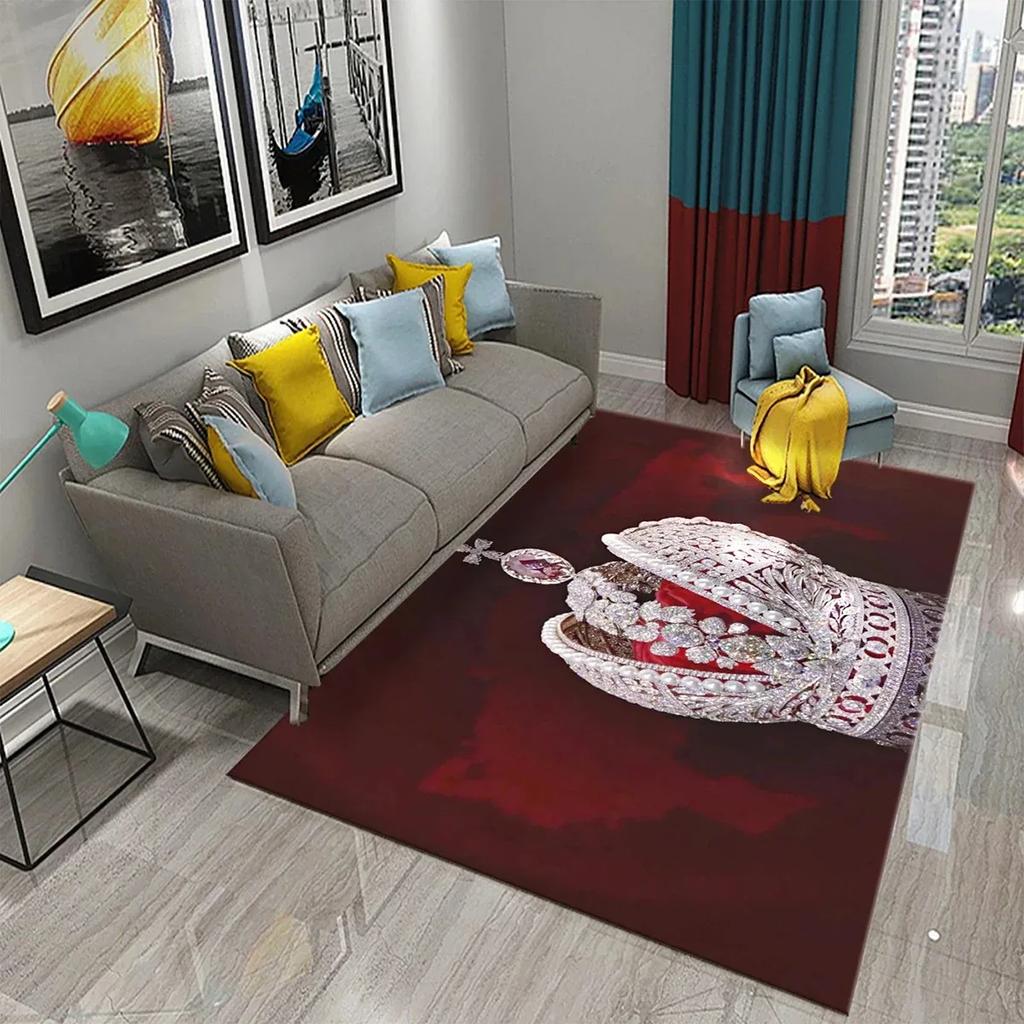 3D Luxury Skull Crown Carpet Living Room Bedroom Kids Crawling Decor Floor Rug Bathroom Kitchen Entrance Non-Slip