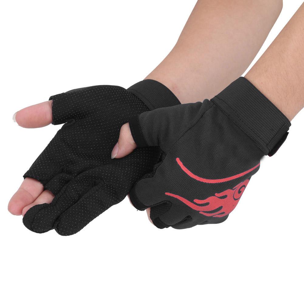 1 Paar rutschfeste Angelhandschuhe mit 3 geschnittenen Fingern, Sporthandschuhe für Outdoor-Angelausrüstung(Schwarz )