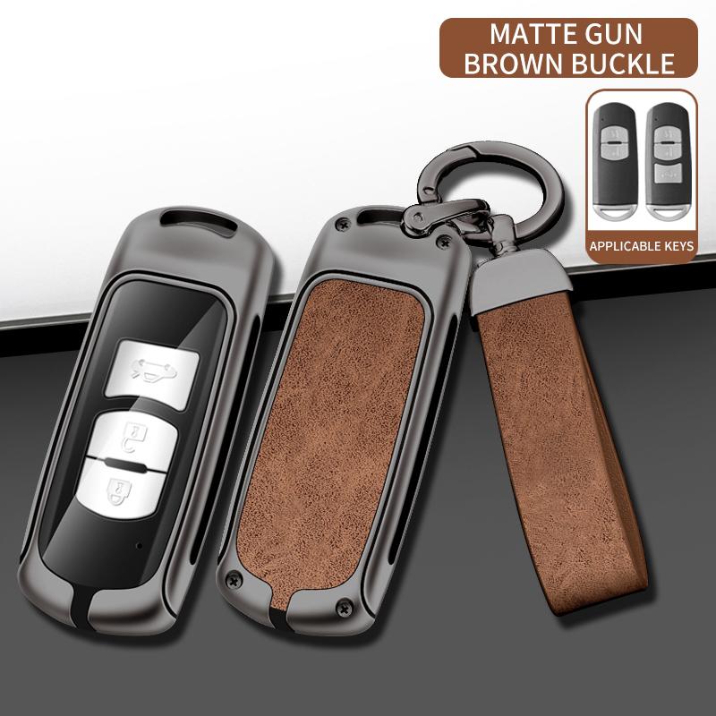 Metal Leather Car Key Case For Mazda 2 3 5 6 Gh Gj Cx3 Cx5 Cx9 Cx-5 Cx Accessories Holder Shell Protect Set Car-Styling