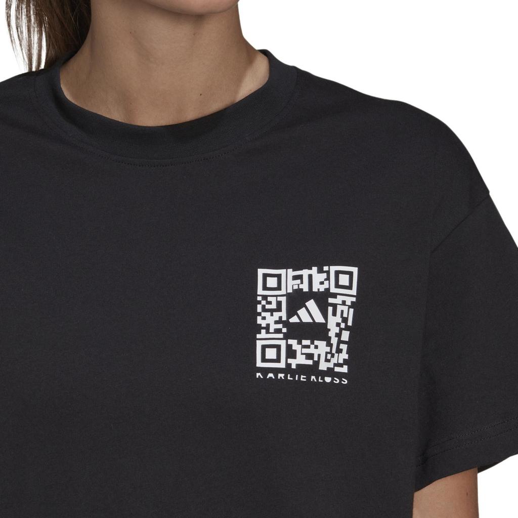 adidas T-shirt Sportiva Girocollo Manica Corta Donna con Fantasia QR Code Collaborazione X Karlie Kloss Top Neri HB1438