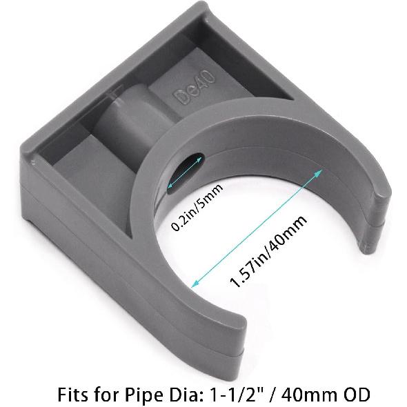 U-Shaped PVC Pipe Clamps 30Pcs Water Plastics Pipe Clamps Hose Hanger Fit for 1-1/2"/40mm OD Pipes, Suport Pex Tubing