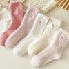 1 Pair Womens Bow Design Socks Coquette Fluffy Thick Thermal Socks for Winter Home Sleeping Soft Long Socks Cold Weather Cute