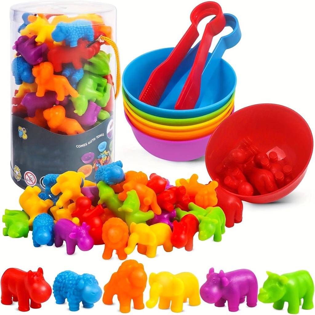 Children's Early Childhood Education Preschool Multi-category Educational Soft Gel Simulation Animal Counting And Classification Clip Toys