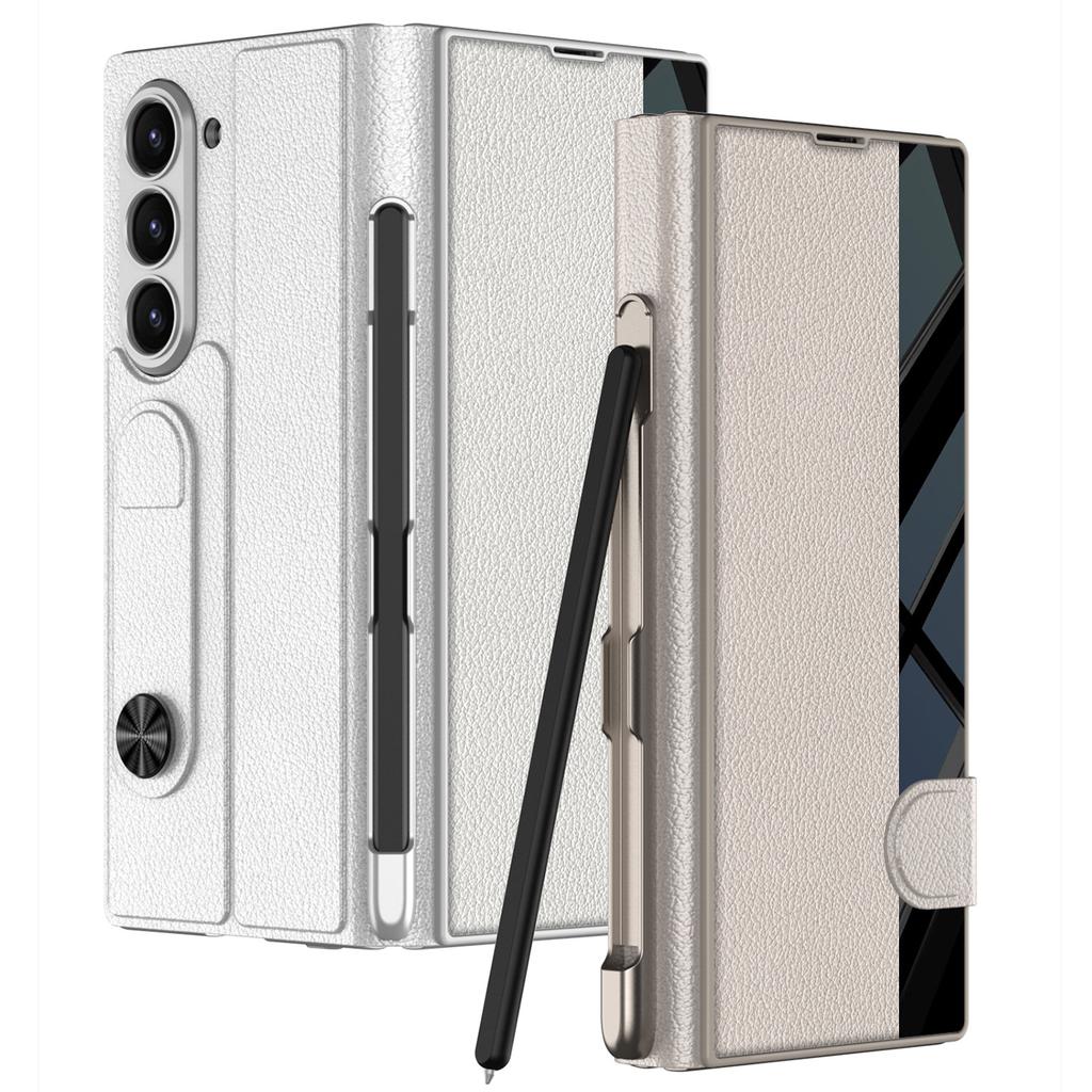Samsung ZFold7 Mobile Phone Case Business Folding Screen ZFold6 Flip Cover Film Integrated with Pen Slot Leather Case