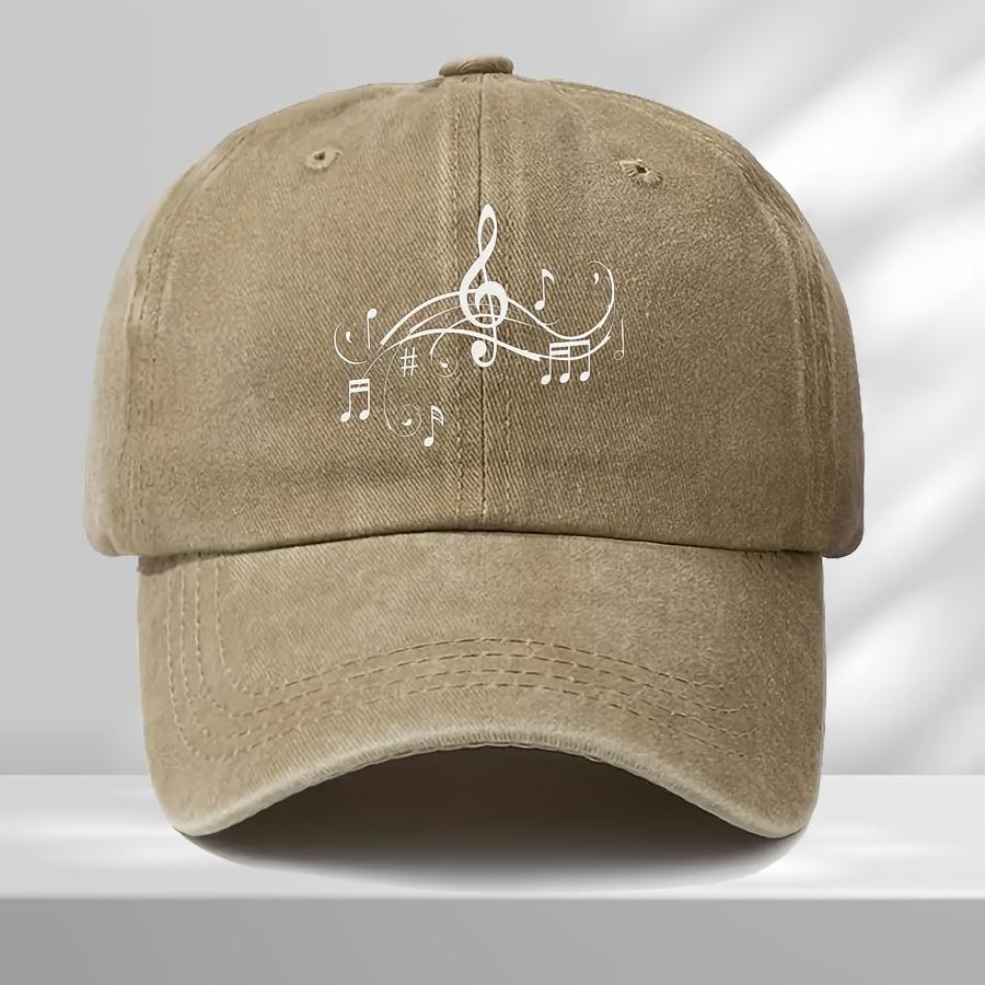 Vintage Music Note Trucker Cap  Adjustable Snapback Baseball Hat for Men  Women Black with White Musical Design