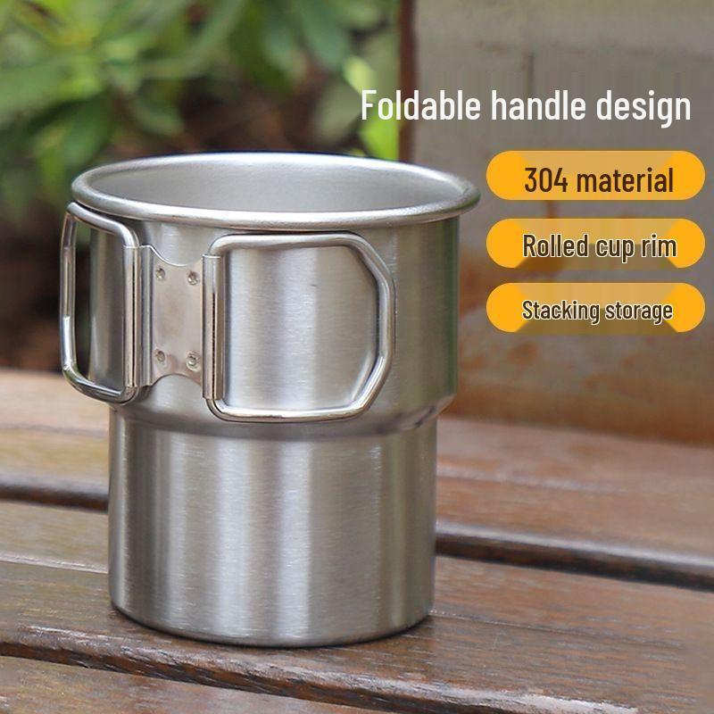 Taza de Viaje Simple para Barbacoa al Aire Libre, Camping - Taza de Café de Acero Inoxidable 304