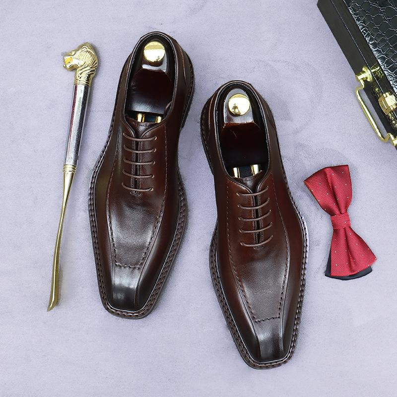 Groom Wedding Leather Shoes Men's Genuine Leather Business Dress Men's Shoes British Trend Cowhide Men