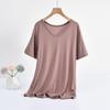Modal V-Neck Tshirt Summer Women's Thin T-shirts Half Sleeves Solid Color Plus Size Loose Casual Tee Tops