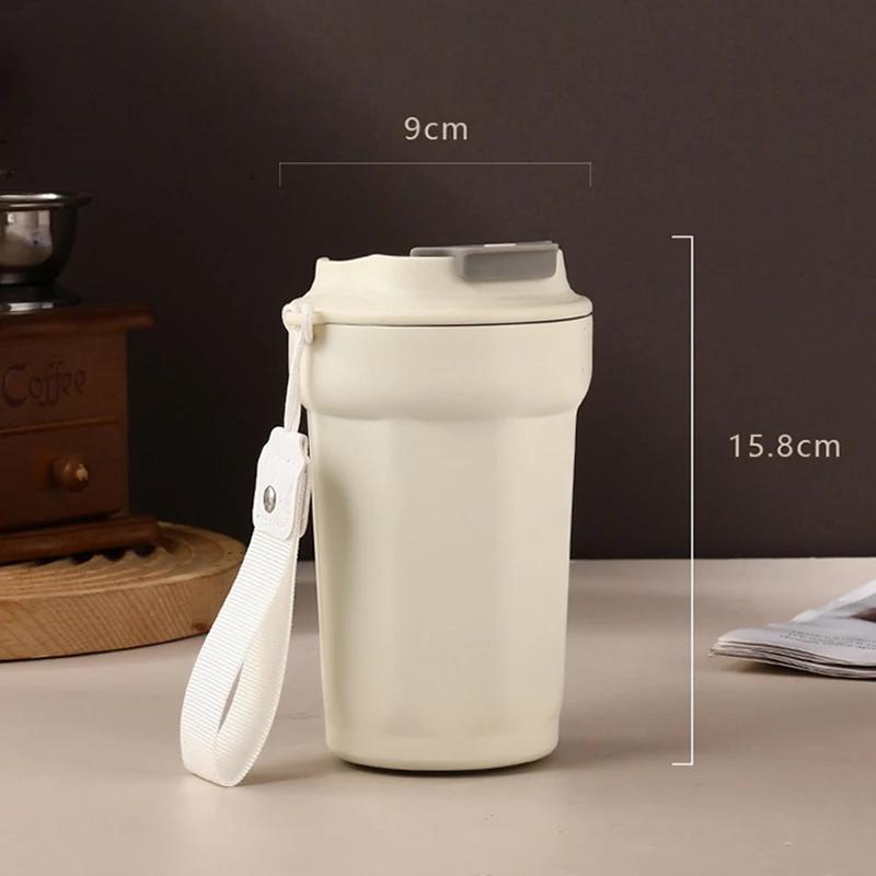 304 Stainless Steel Coffee Cup Business Office Insulated Cup with Portable Rope Portable Tea Cup Insulation Cold Hot Travel Mug