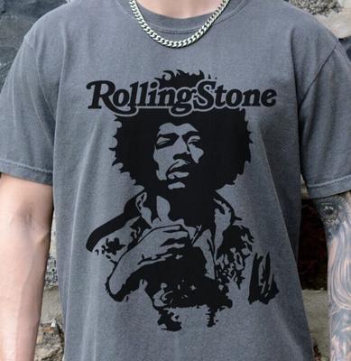 Camiseta Jimi Hendrix Rolling Stones en Camiseta Premium Vintage Negra Comfort Colors