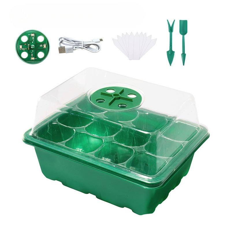 Disco Iniciador de Sementes com Lâmpada de Crescimento, Kits de Germinação de Sementes, com Cúpula de Umidade Ajustável, Disco Iniciador de Mudas com Tampa Elevatória