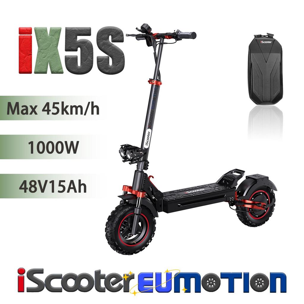 iScooter iX5S Foldable Road E-Scooter for Adults 1000W, 48V15Ah, Dual Suspension, Dual Disc Brakes, Max Load 150kg, 11" City Commuter E-Scooter
