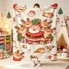 1pc Cozy Cartoon Santa Claus Printed Flannel Blanket, All-Season Polyester, Machine Washable, Multipurpose, Suitable for Napping, Camping, Travel, Off