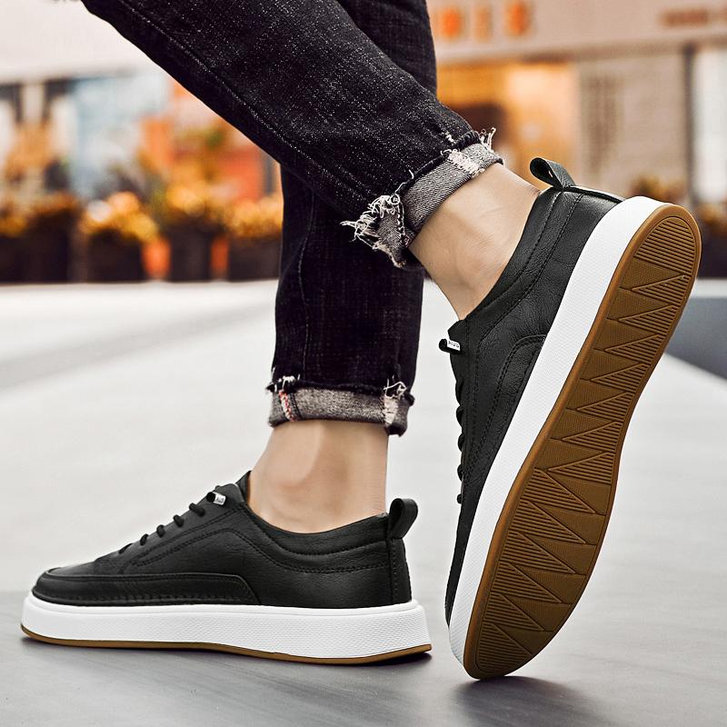Large Size 38-47 Board Shoes Men Loafers Black Leather Casual Shoes 2025 Man Sneakers Mens Flats Male Skateboarding Skate Shoes